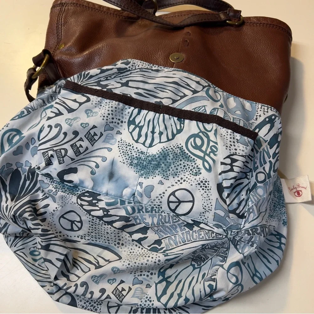 Lucky Brand Cinnamon Brown Leather Convertible ABBEY ROAD Fold Over shoulder Bag